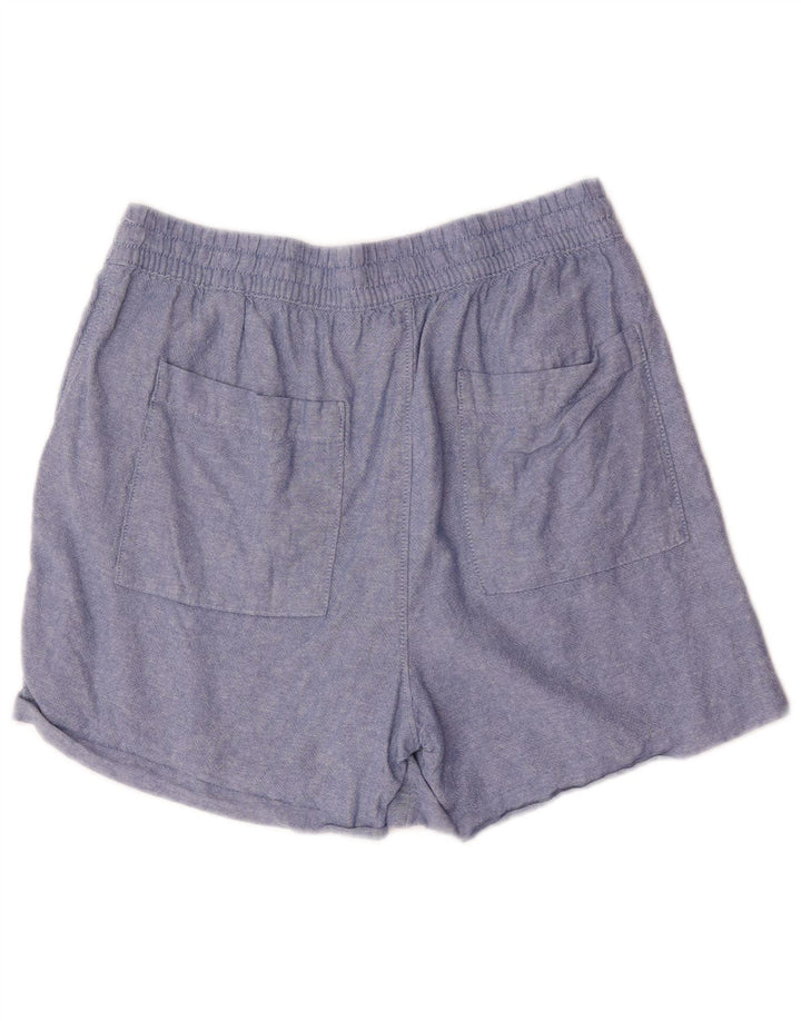 Marks & Spencer Short décontracté pour femme UK 12 Medium W30 Lin bleu