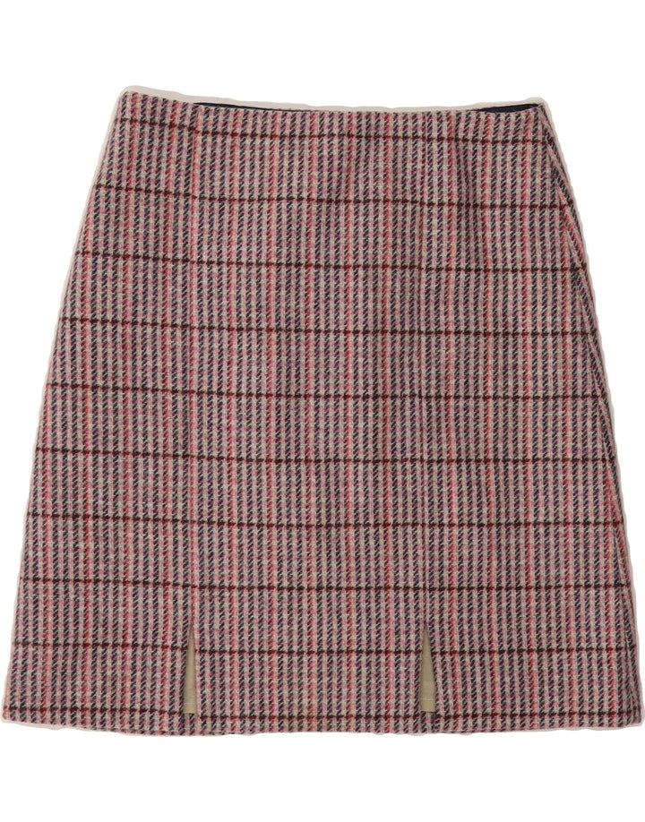 BODEN Jupe trapèze pour femme UK 10 Small W30 Laine à carreaux rose