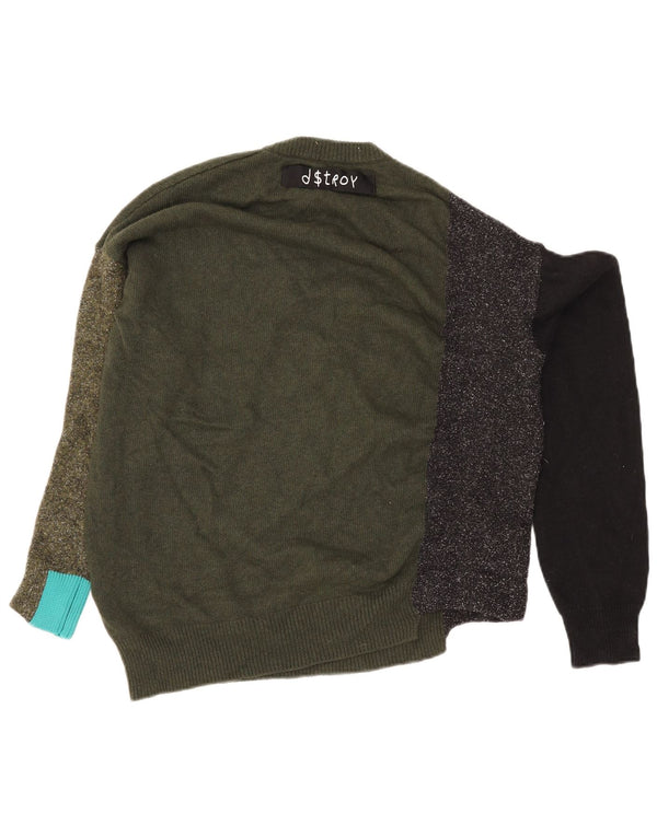 Diesel Pull ras du cou pour femme UK 16 Large laine color block vert