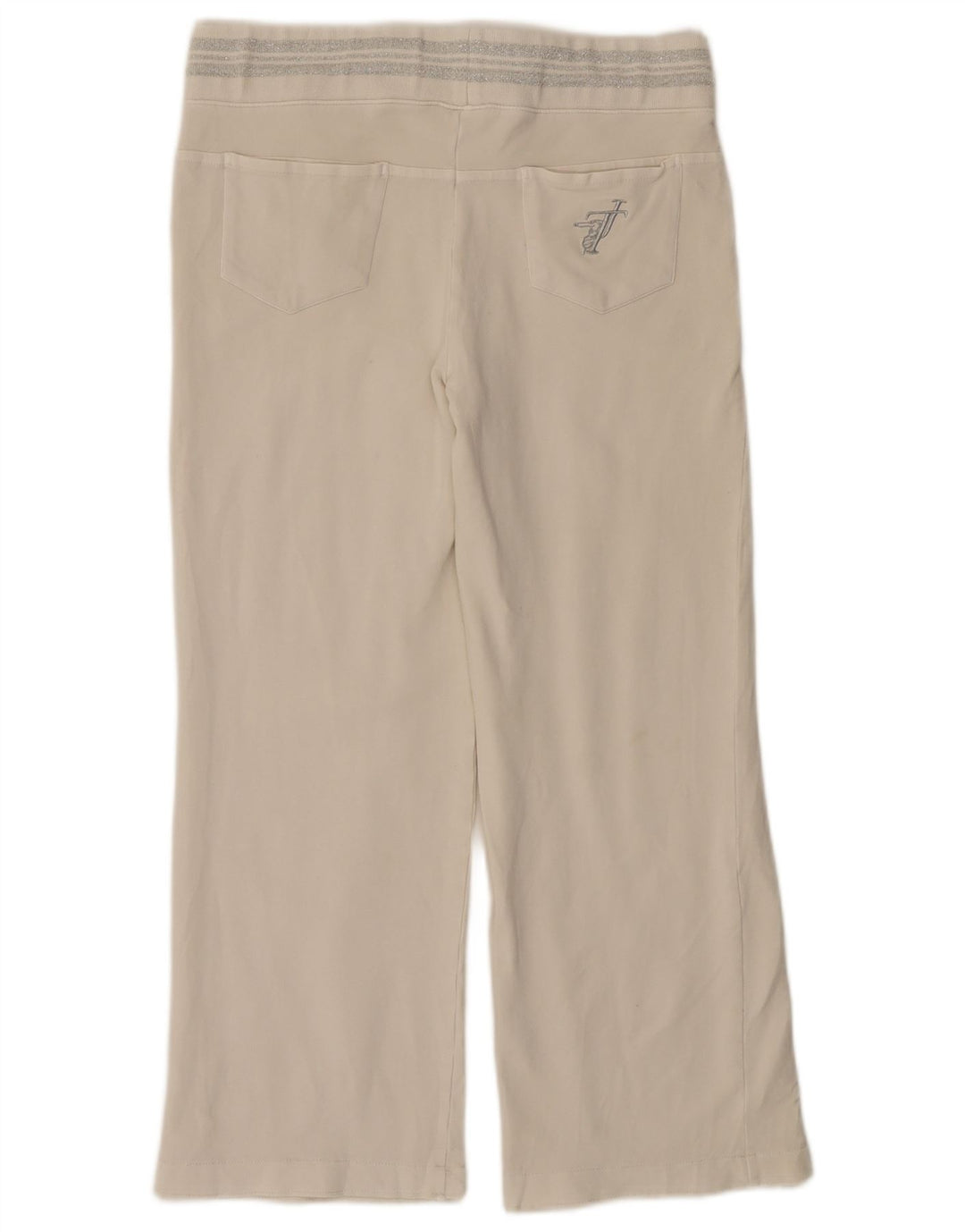 TRUSSARDI Pantalon De Survêtement UK 14 Medium Off White Coton Femme