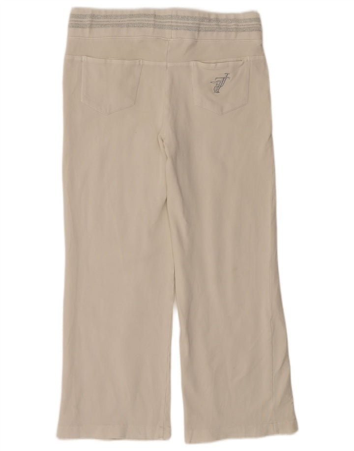 TRUSSARDI Pantalon De Survêtement UK 14 Medium Off White Coton Femme