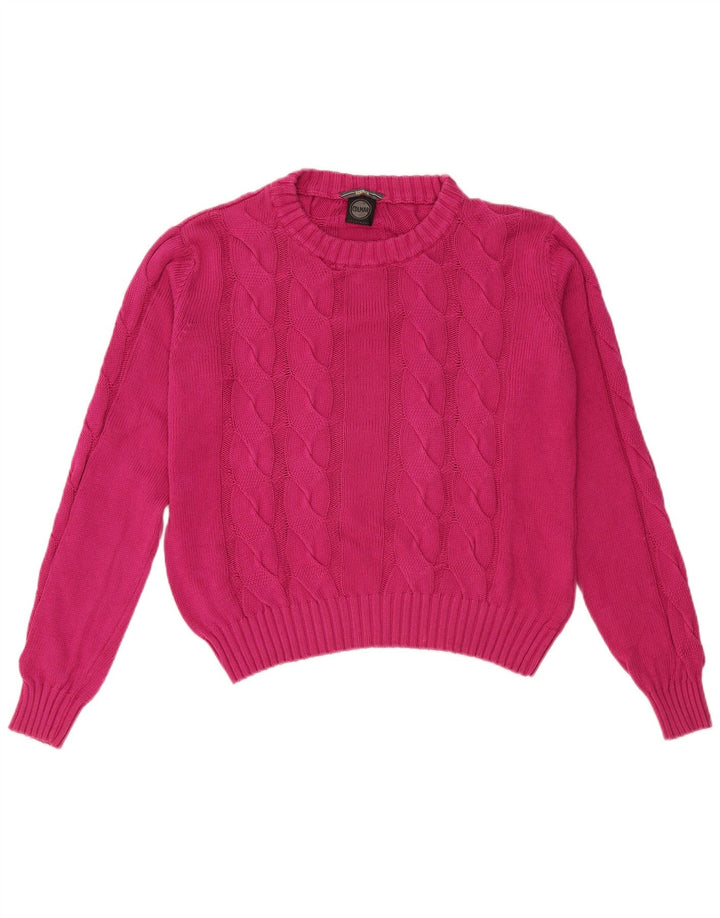 COLMAR Pull court surdimensionné à col rond pour femme UK 10 Petit Rose