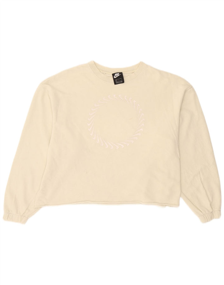 Nike Sweat-shirt surdimensionné graphique pour femme UK 16 Grand coton beige
