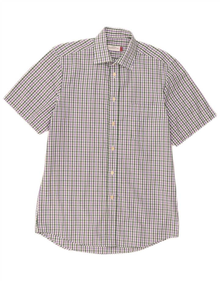 Gloriette Chemise à Manches Courtes Homme Coton à Carreaux Multicolore Moyen