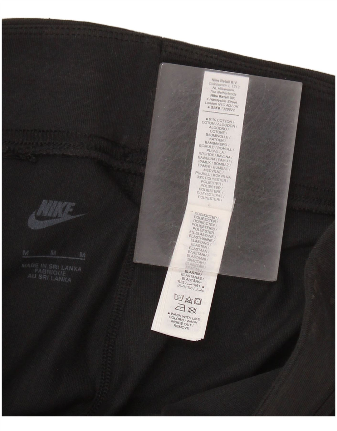 NIKE Leggings graphiques pour femmes UK 12 coton noir moyen