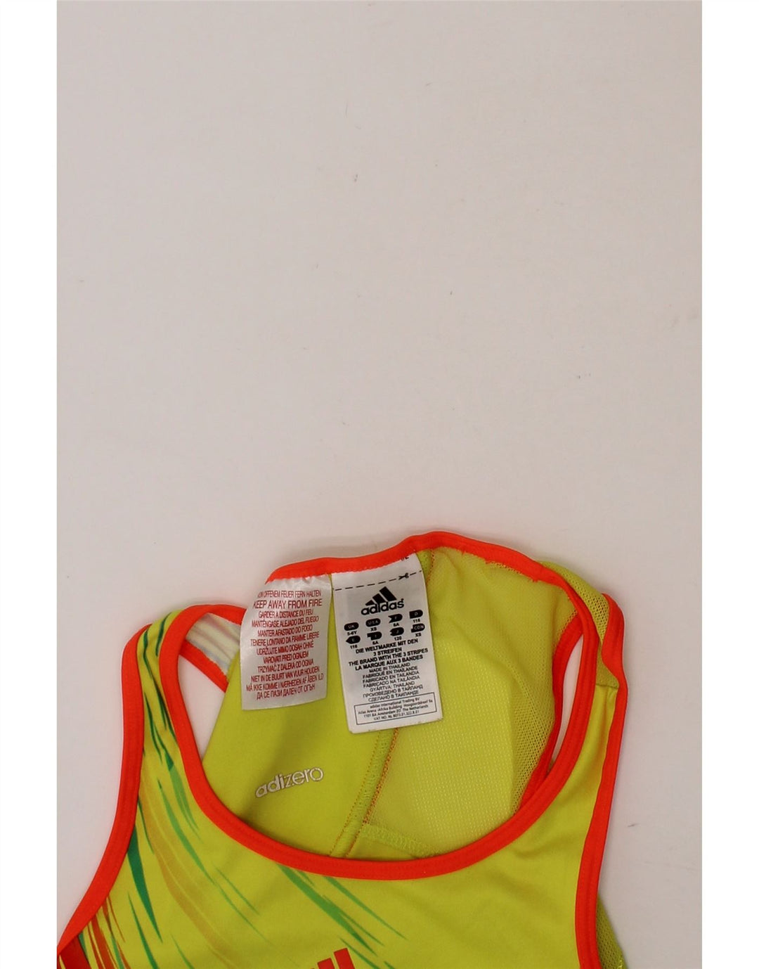 ADIDAS Boys Graphic Vest Top 5-6 Years Yellow Striped Polyester Vintage Adidas and Second-Hand Adidas from Messina Hembry 