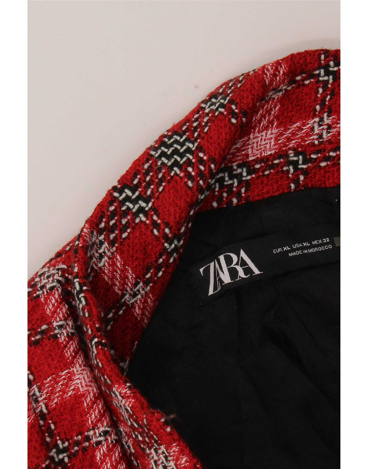 Zara Blazer croisé pour femme UK 18 XL Rouge à carreaux