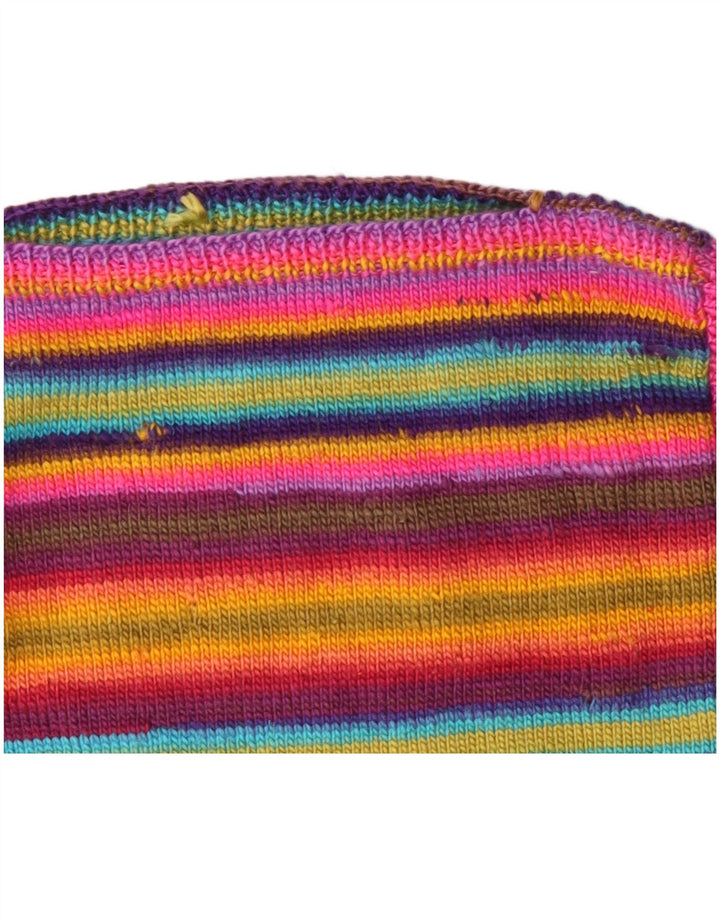 VINTAGE Femme Col Bateau Pull Pull UK 12 Moyen Multicolore Rayé