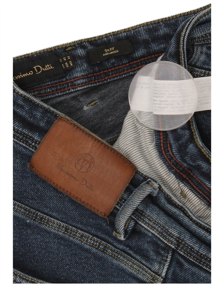 Massimo Dutti Jean slim pour homme EU 42 Large W32 L31 Bleu Coton