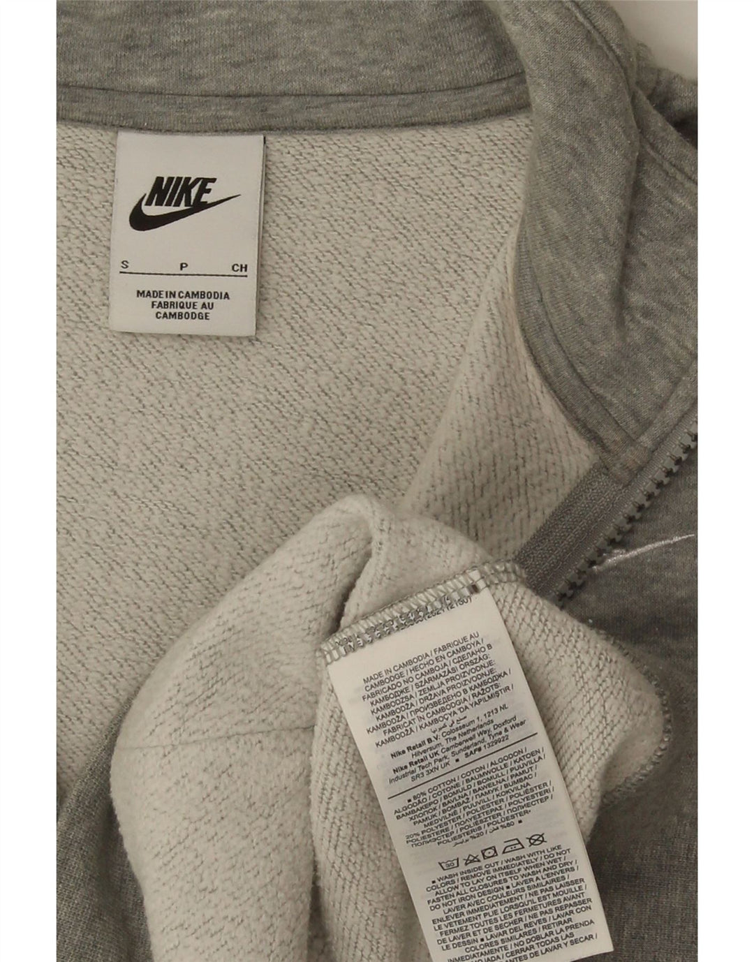 Nike Sweat-shirt surdimensionné à col zippé pour femme UK 10 Petit Gris Moucheté