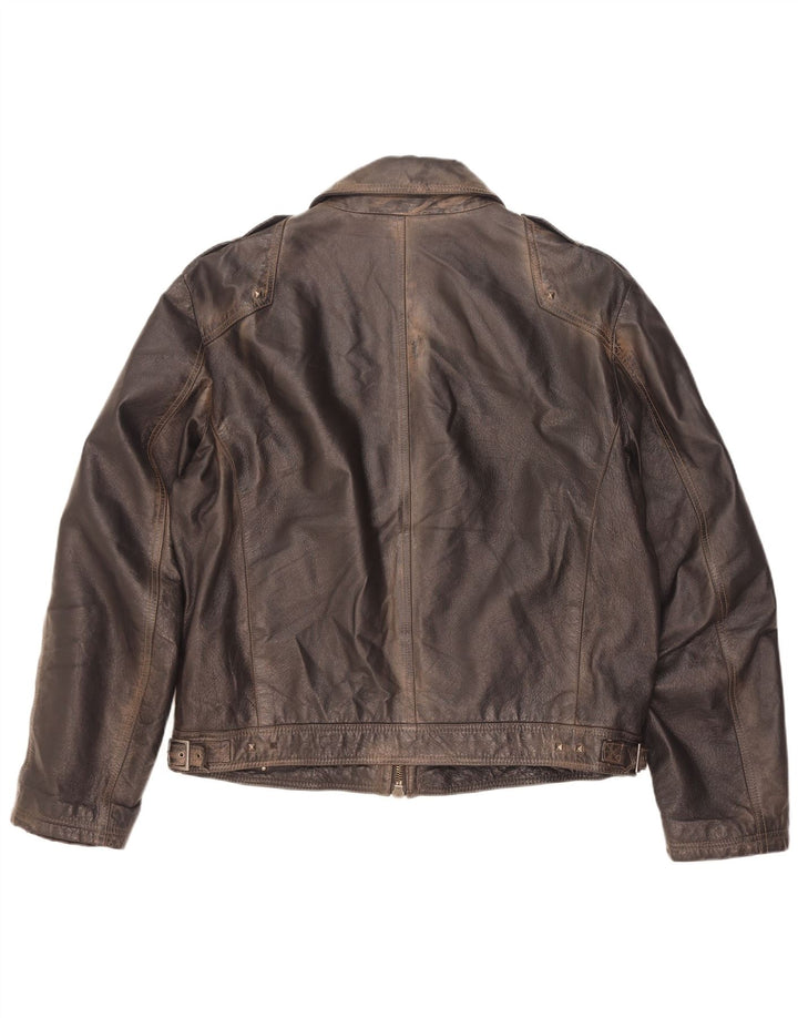 veste en cuir militaire vintage pour hommes IT 56 3XL Marron