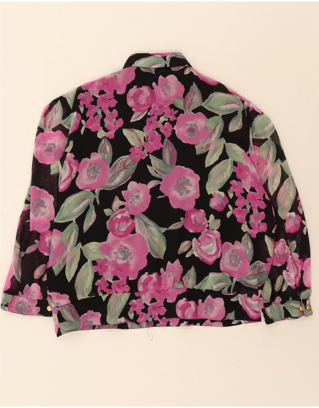DELMOD Womens Oversized 3/4 Sleeve Shirt Blouse IT 46 Large Black Floral Vintage Delmod and Second-Hand Delmod from Messina Hembry 