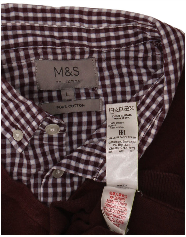 Marks & Spencer Pull col V pour homme en coton marron Taille L