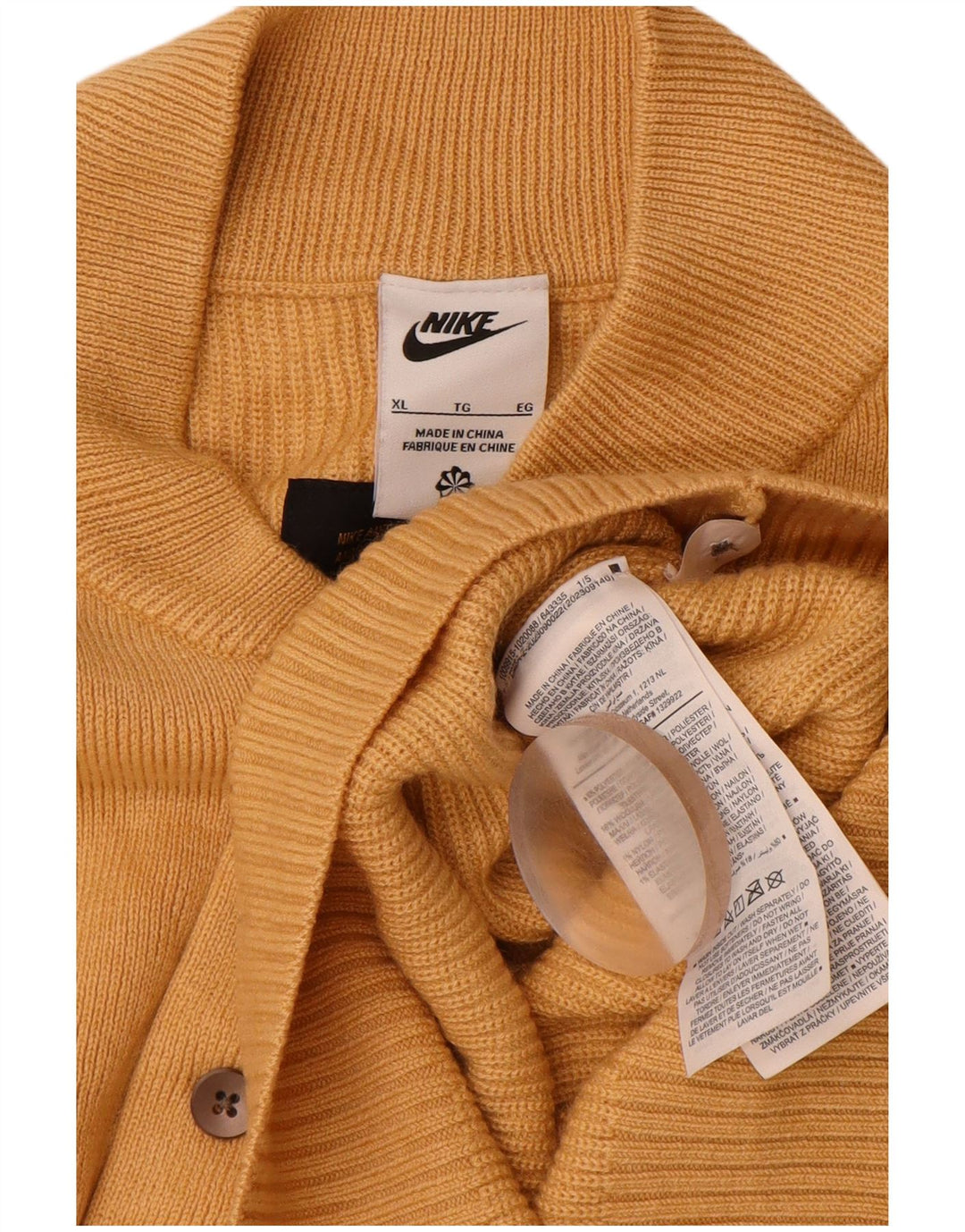 NIKE Pull à col boutonné pour homme XL Beige Polyester