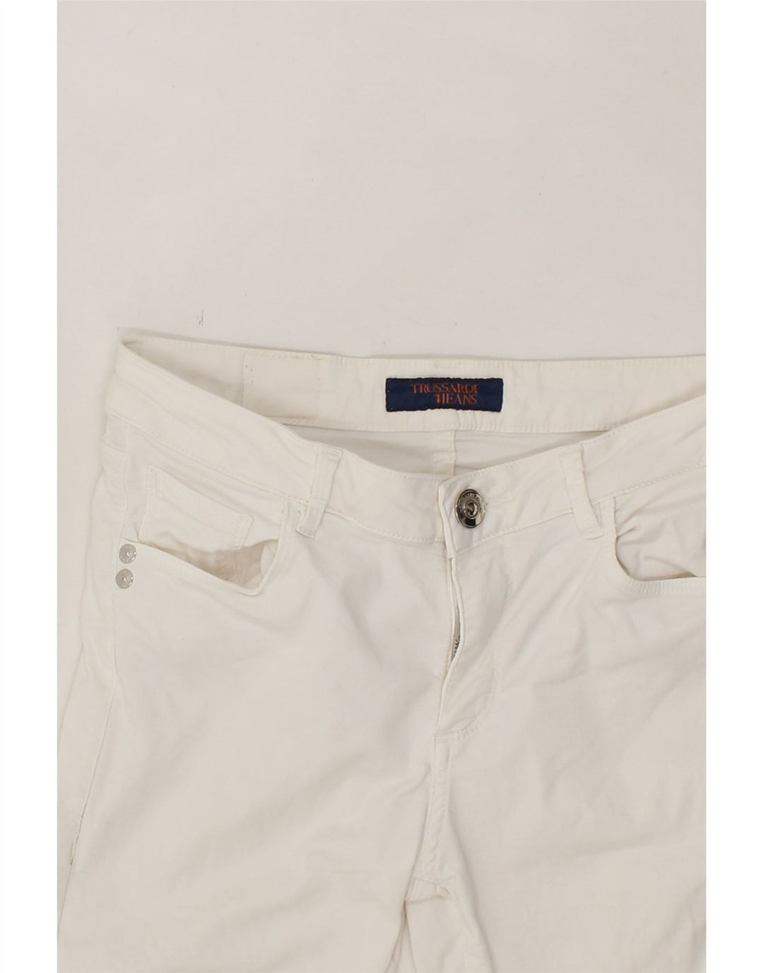 TRUSSARDI Womens Slim Jeans W26 L28 White Cotton Vintage Trussardi and Second-Hand Trussardi from Messina Hembry 