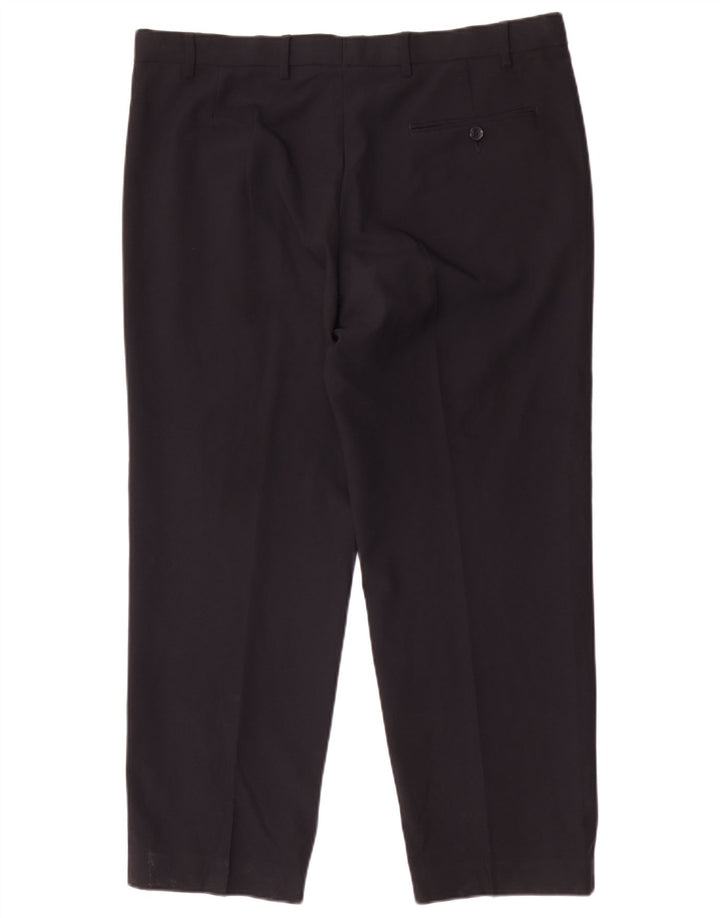 Marks & Spencer Pantalon de Costume Regular Homme W38 L29 Bleu Marine Polyester