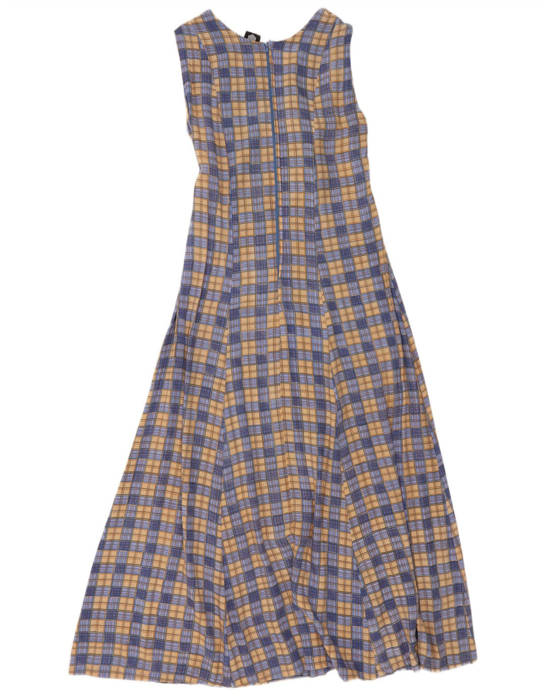 We Be Bop Robe longue sans manches pour femme UK 12 Rayonne à carreaux bleu moyen