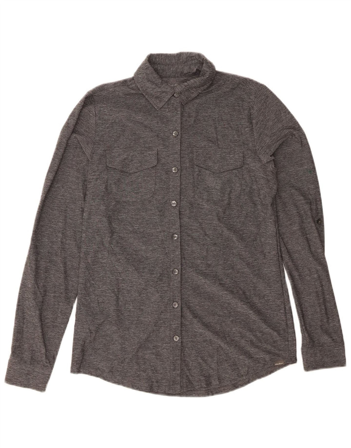 EDDIE BAUER Chemise Femme UK 6 XS Gris Moucheté Polyester