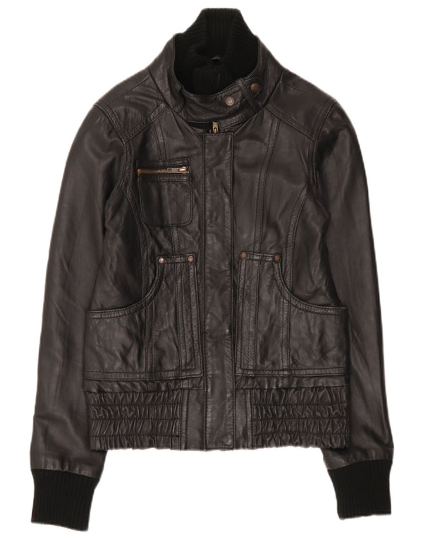 Object Veste en cuir pour femme UK 10 Petit cuir noir