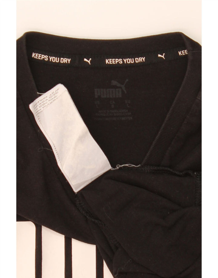 PUMA Mens Graphic T-Shirt Top Large Black Cotton