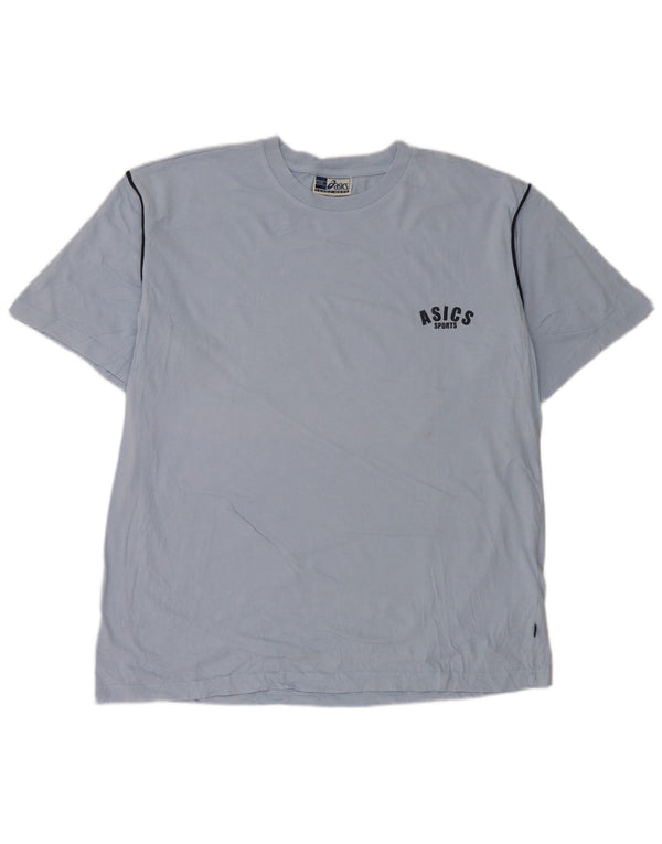 Asics T-Shirt Homme Top XL Bleu Rayé Coton