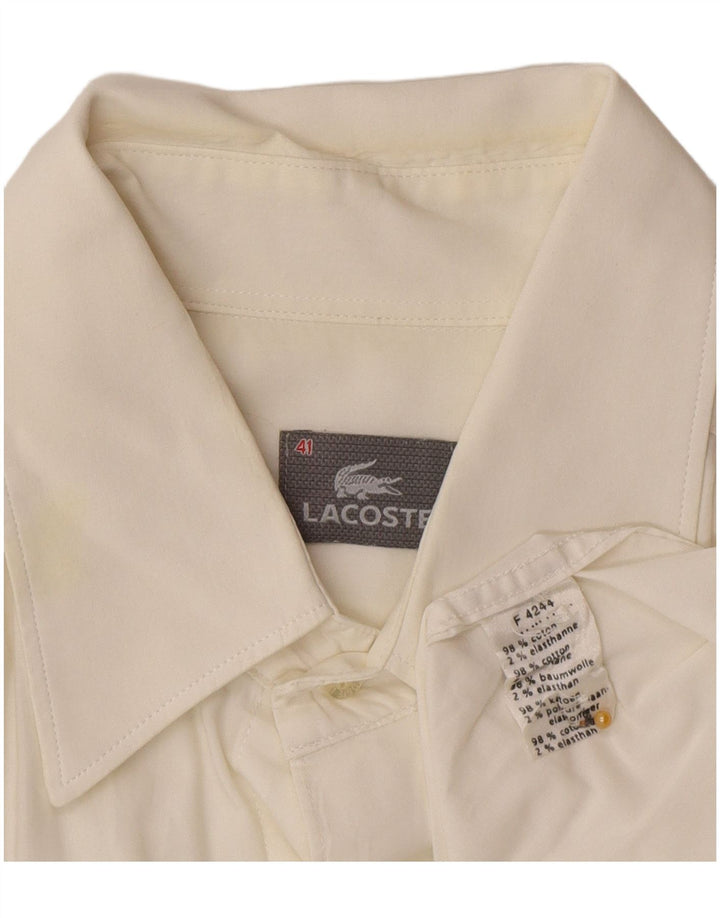 Lacoste Chemise Homme Taille 41 Grand Coton Blanc Cassé