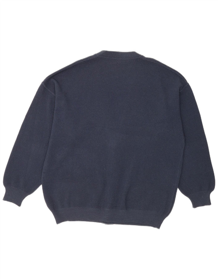 Il Granchio Homme Cardigan Pull Large Bleu Marine Laine