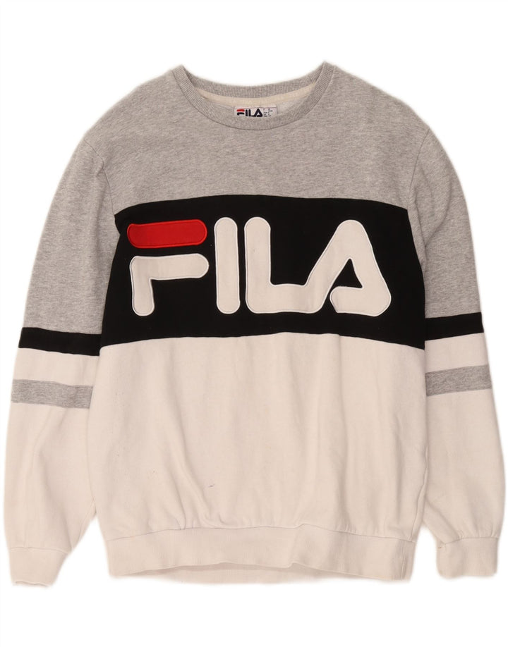 Fila Sweat-shirt graphique pour hommes, petit, gris, coton color block