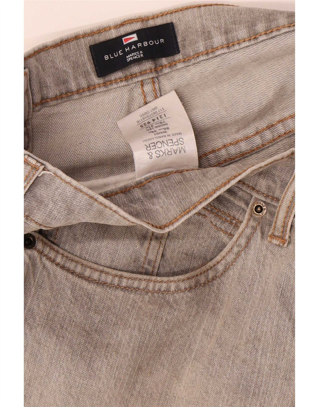 Marks & Spencer Jean droit Blue Harbor homme W34 L31 coton gris