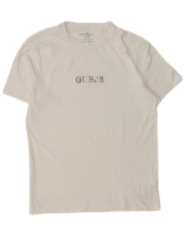 Guess T-Shirt Graphique Coupe Slim Homme Blanc Moyen Coton