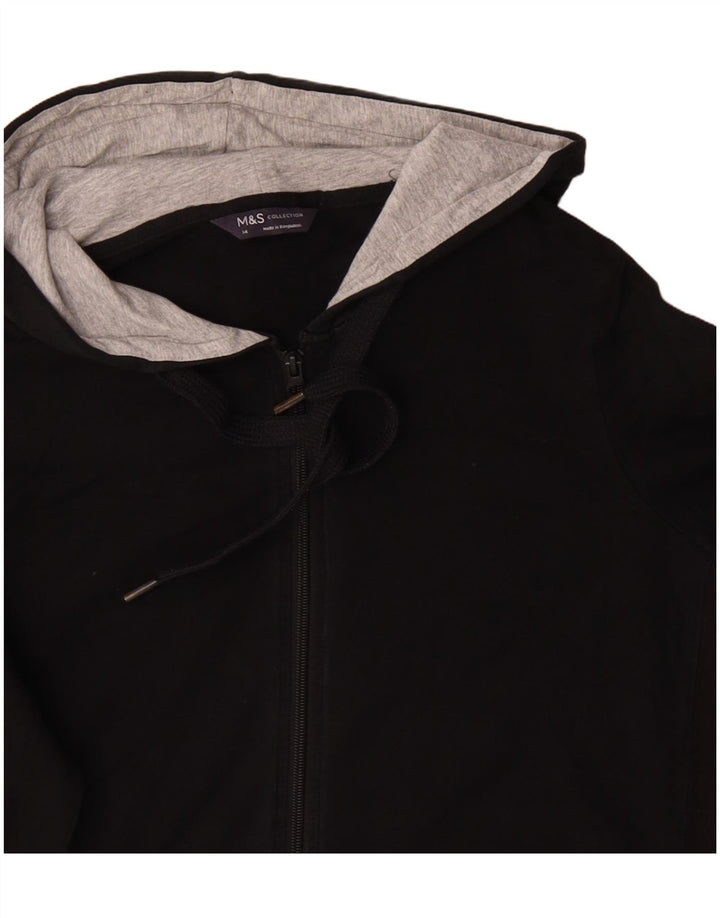 MARKS & SPENCER Pull à capuche zippé pour femme UK 14 Grand coton noir