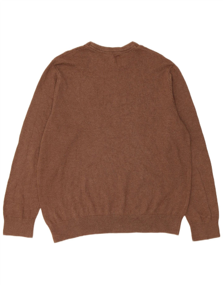 Eddie Bauer Pull à col rond pour homme en coton marron Taille L