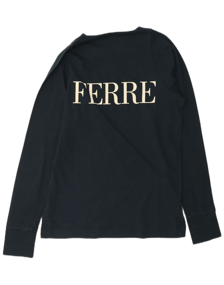 Gianfranco Ferre Haut graphique à manches longues pour homme IT 50 Bleu marine moyen