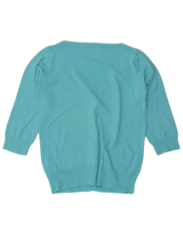 Zara Cardigan à manches 3/4 pour femme en coton bleu moyen UK 12