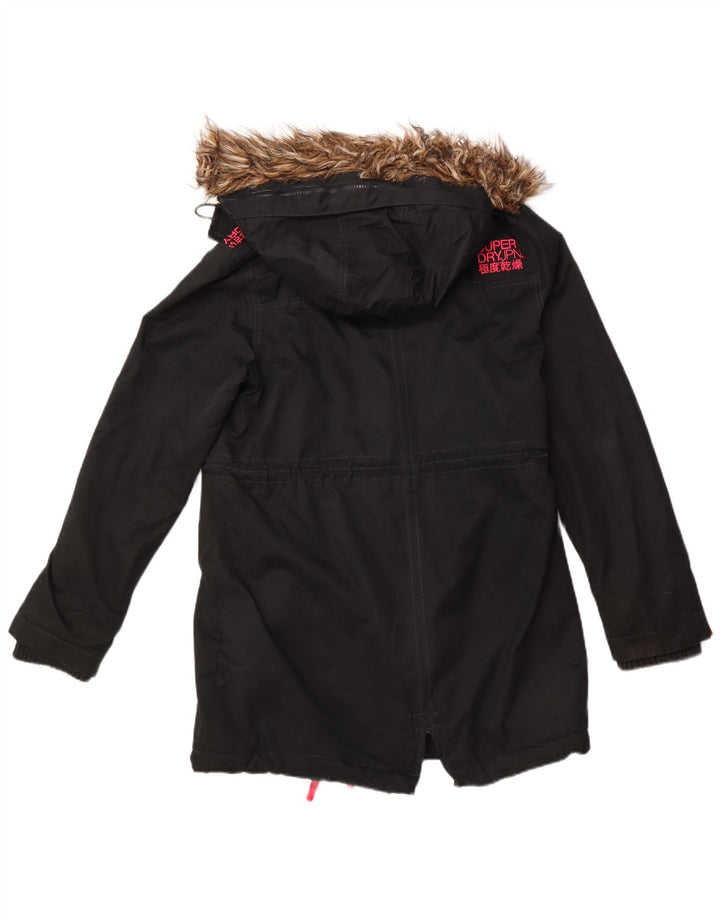 SUPERDRY Parka à capuche Windparka Graphic pour femme UK 14 Large Noir