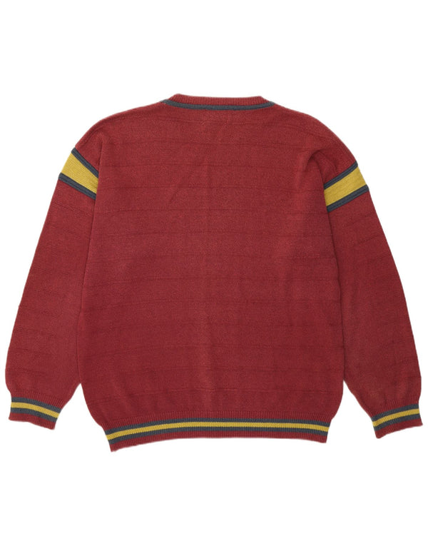 vintage Mens Crew Neck Jumper Pull Grand Colorblock Rose