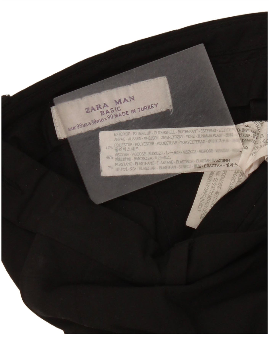 Zara Pantalon de costume droit pour homme EU 38 Small W30 L35 Noir Polyester