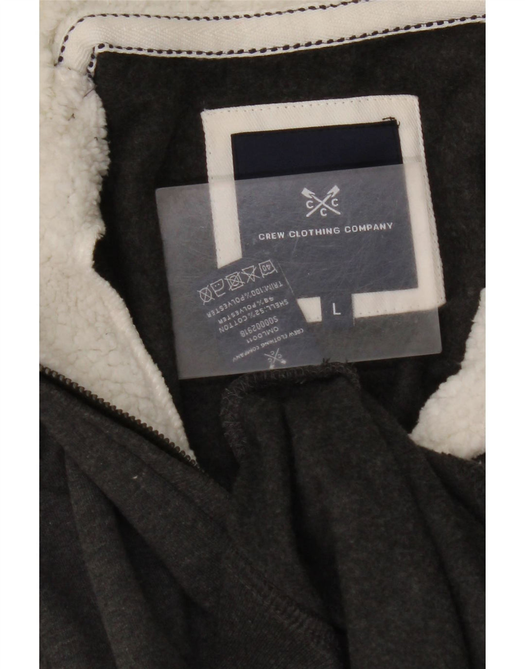 CREW CLOTHING Sweat-shirt à col zippé pour homme en coton gris Taille L