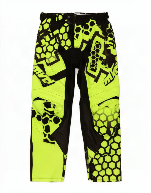 vintage Mens Graphic Moto Racer Pantalon W36 L30 Vert Colourblock