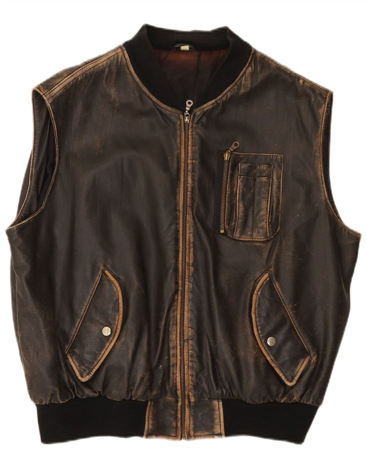 Conbipel Gilet en Cuir Homme IT 50 Large Cuir Marron