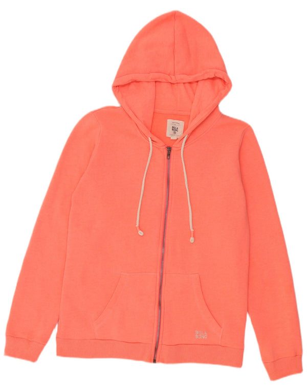 Billabong Womens Zip Hoodie Sweater UK 14 Medium Orange Cotton