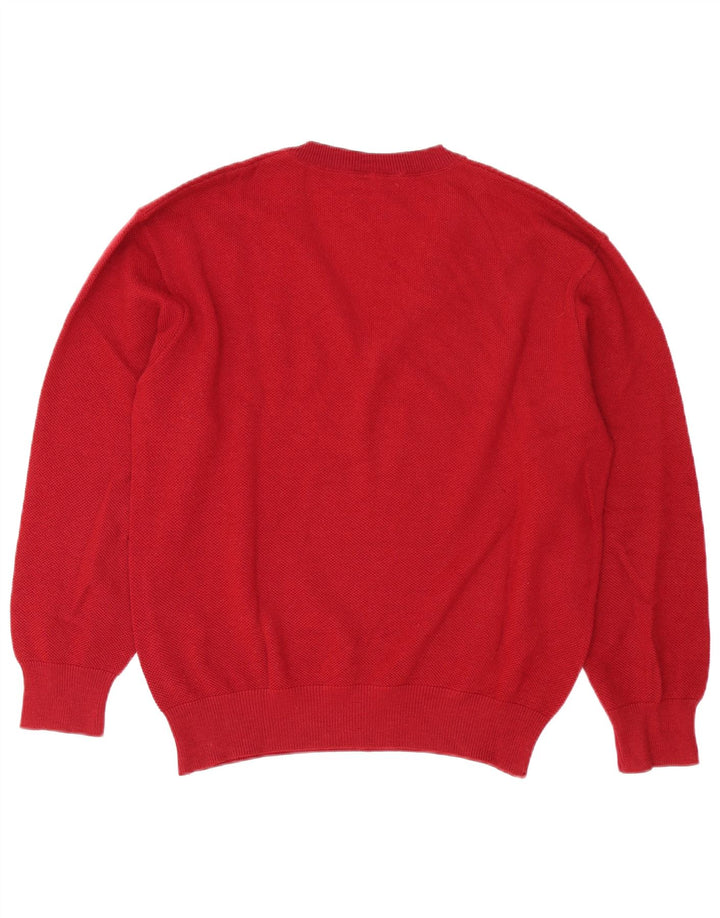 Lacoste Pull col V pour homme Taille 5 Grande laine rouge