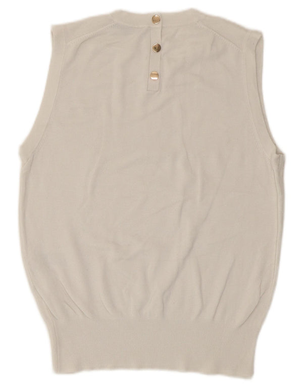 Zara Womens Crop Vest Débardeur UK 8 Petit Viscose Blanc