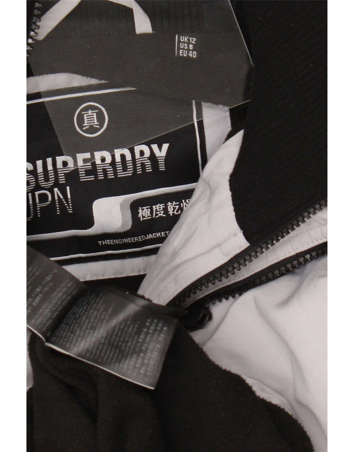 Superdry Veste de pluie à capuche pour femme UK 12 Gris moyen Polyester
