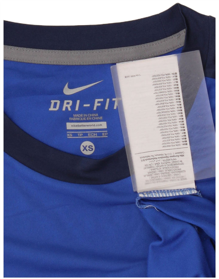 Nike Hommes Dri Fit T-Shirt Top XS Bleu Colorblock Polyester