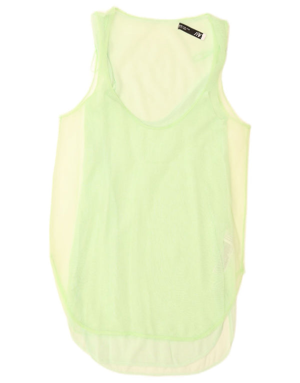 Zara Tunique sans manches pour femme UK 10 Small Vert Polyamide