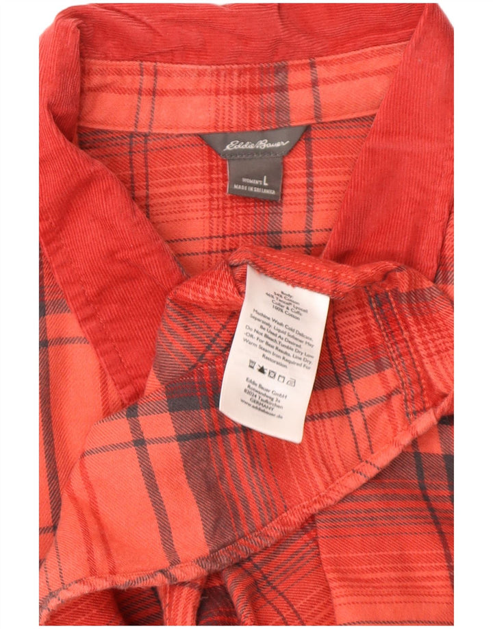 EDDIE BAUER Chemise en flanelle pour femme UK 16 Grand coton à carreaux rouges