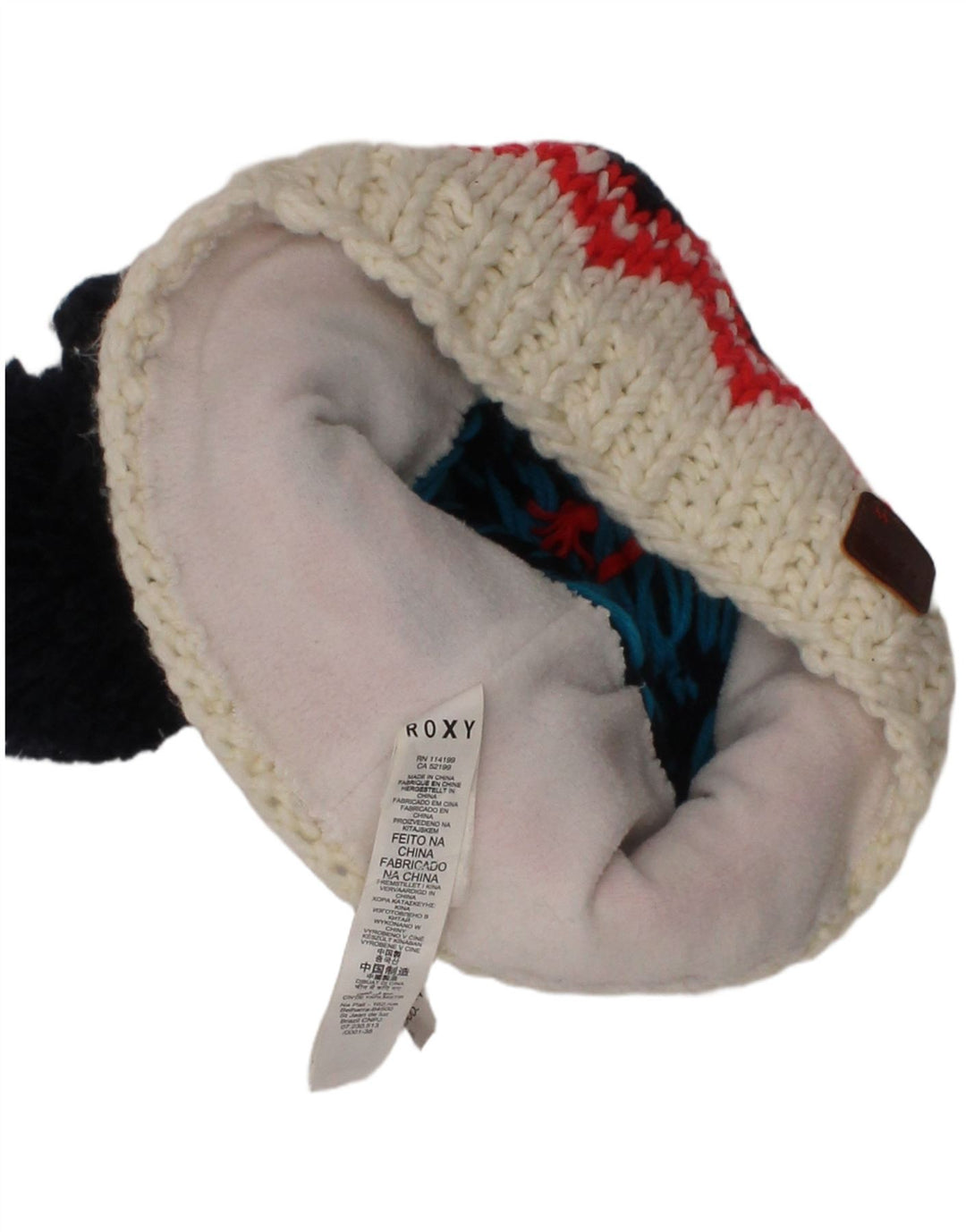 Roxy Bonnet tricoté pour femme Taille unique Bleu marine Fair Isle Polyester Hiver