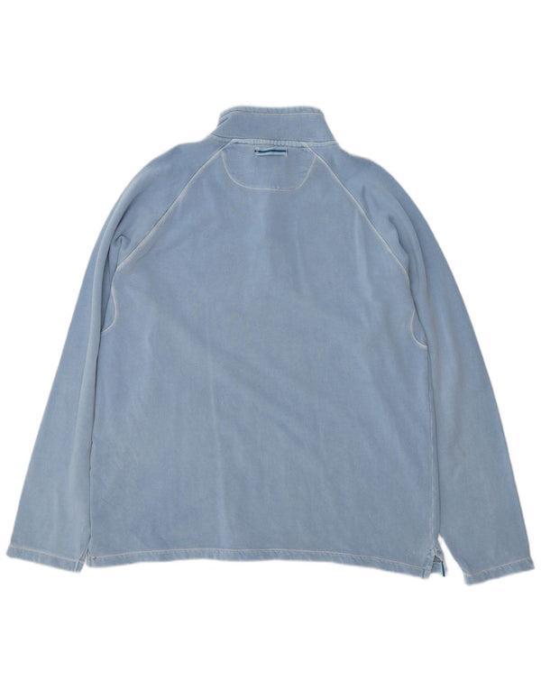 Fat Face Sweat-shirt à col boutonné pour homme en coton bleu Taille L