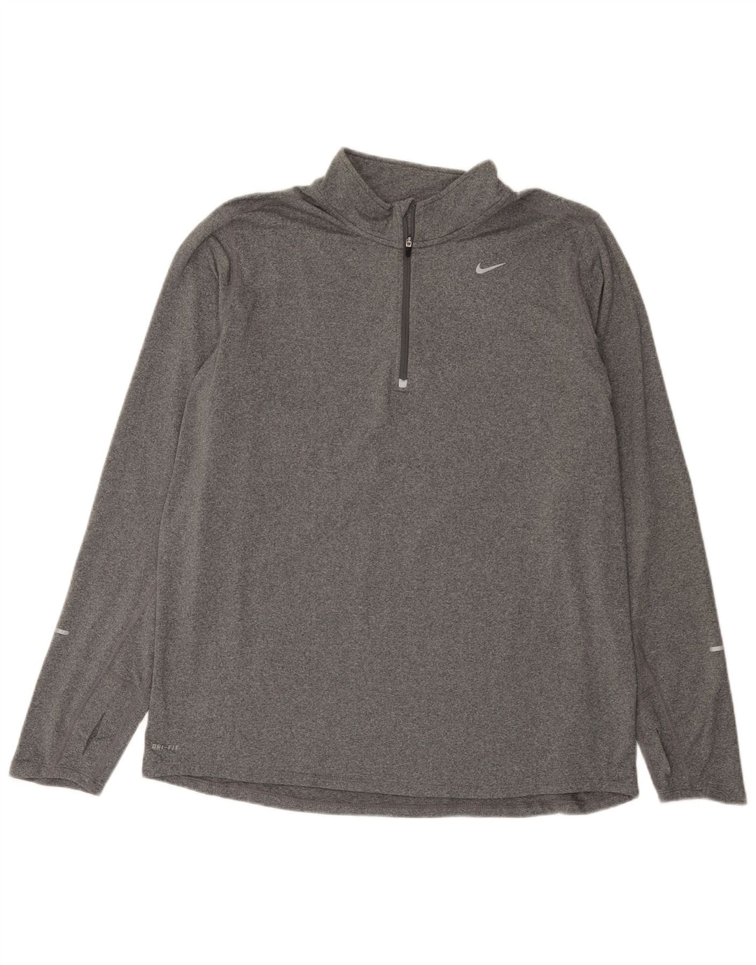 Nike Dri Fit Haut à col zippé à manches longues XL Gris chiné Polyester
